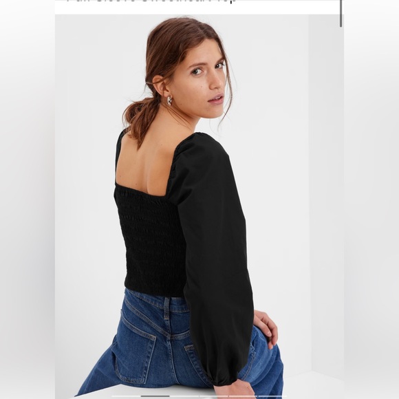 Puff sleeve sweetheart top Gap Black extra small XS new with tags - Picture 2 of 8